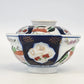 Japanese Imari Covered Rice Bowl Porcelain 6" Hand Painted Cobalt & Rust Vintage