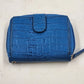 WalletBe Blue Snakeskin Wallet Compact Accordion Zip Credit Card Coin ID Case