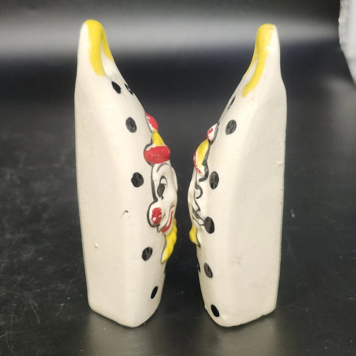 Clown Salt Pepper Shakers Oil Vinegar Cruet Set 4 Pc Ceramic Japan Vintage