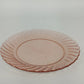 Fortecrisa Pink Swirl Ribbed Glass Dinner Plate 10” MCM Tableware Mexico Vintage