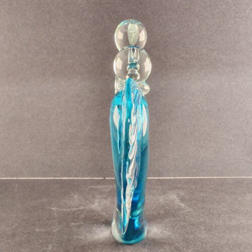 Dual Angel & Heart Murano Glass Sculpture Blue and Clear 11.5" Wide x 10" High