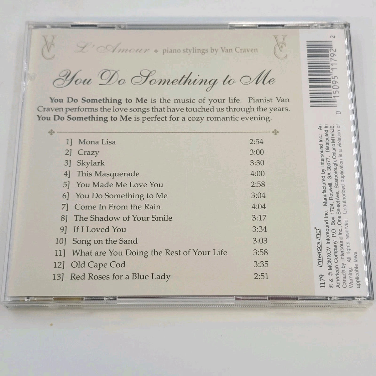 Van Craven L'Amour 4 CD Box Set Piano Stylings Intersound 1176-1179 Body & Soul