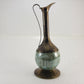 Vintage Brass Enamel Pitcher Ewer Vase Ruffle Winter Tree 11” Slim