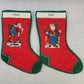 Christmas Stockings Santa Designs Quilted Mom & Dad Monogrammed Red & Green Vtg
