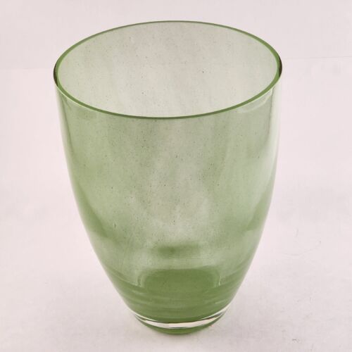 Large Green Hurricane Blown Glass Vase Bowl Candle Holder 7¼" Diameter x 10"