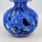 Vetrai Italian Glass Vase Blue Stretch Confetti Hand Blown Centerpiece