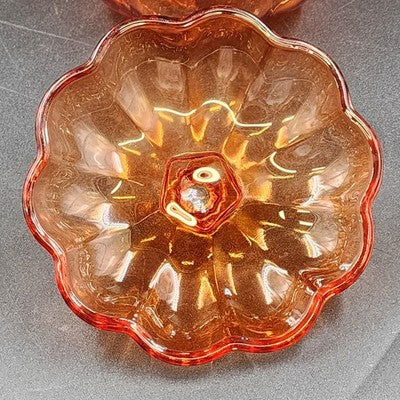 Orange Glass Pumpkin Shape Cookie Jar Candy Dish with Lid Anchor Hocking