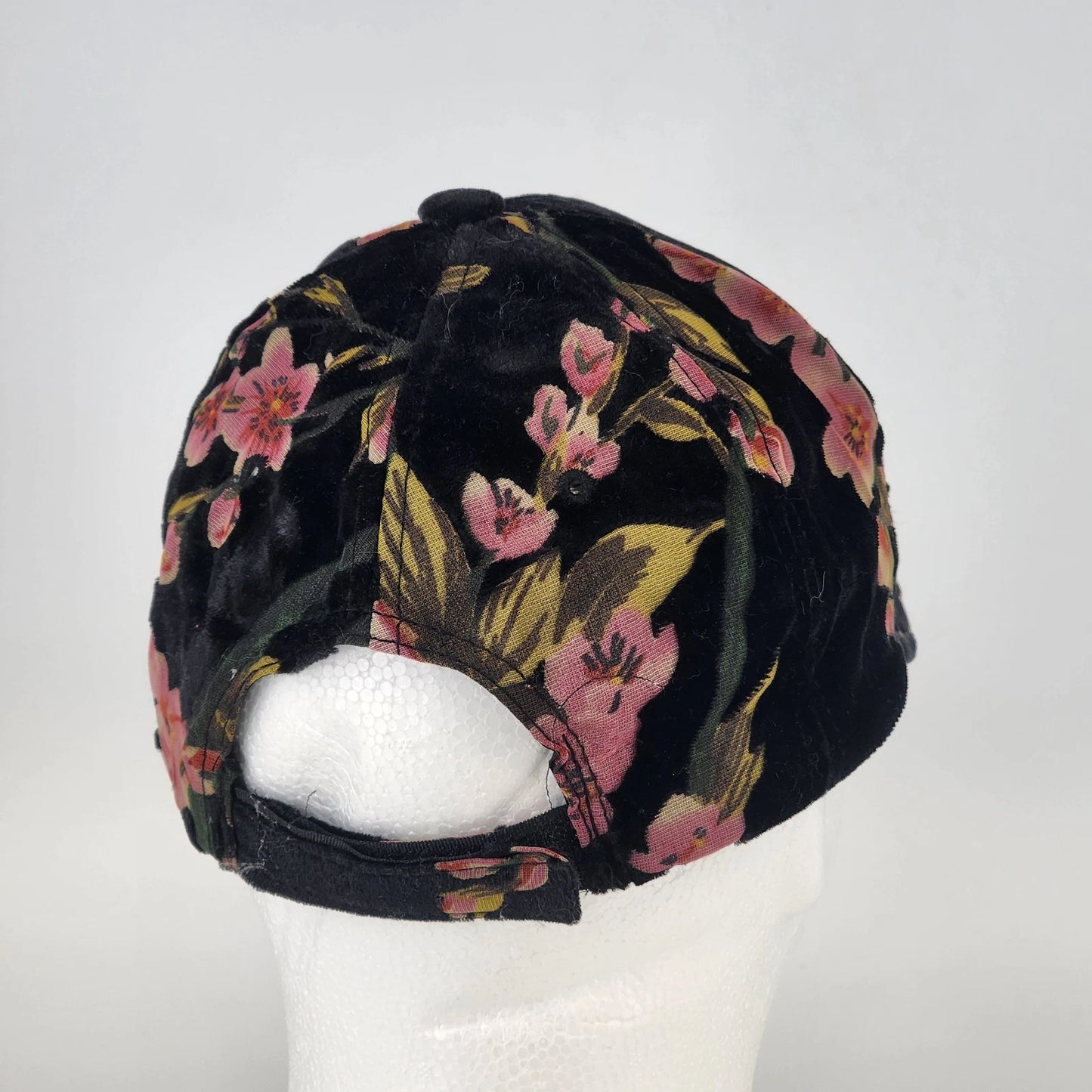 David and Young Baseball Cap Black Pink Floral Velour Soft Velvet Hat China