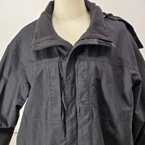 Eddie Bauer Rain Jacket Weather Edge Large Women Black Windbreaker Hood Pockets