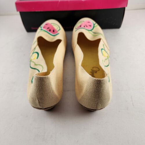 Canvas Beacon Shoes Yellow WaterMelon 10 W Ladies Vintage Wedge NEW Rope Slip-On