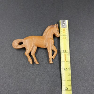 Solid Matte Brown Plastic Horse Brooch Pin Animal Motif Accessories 2.5" x 2.5"