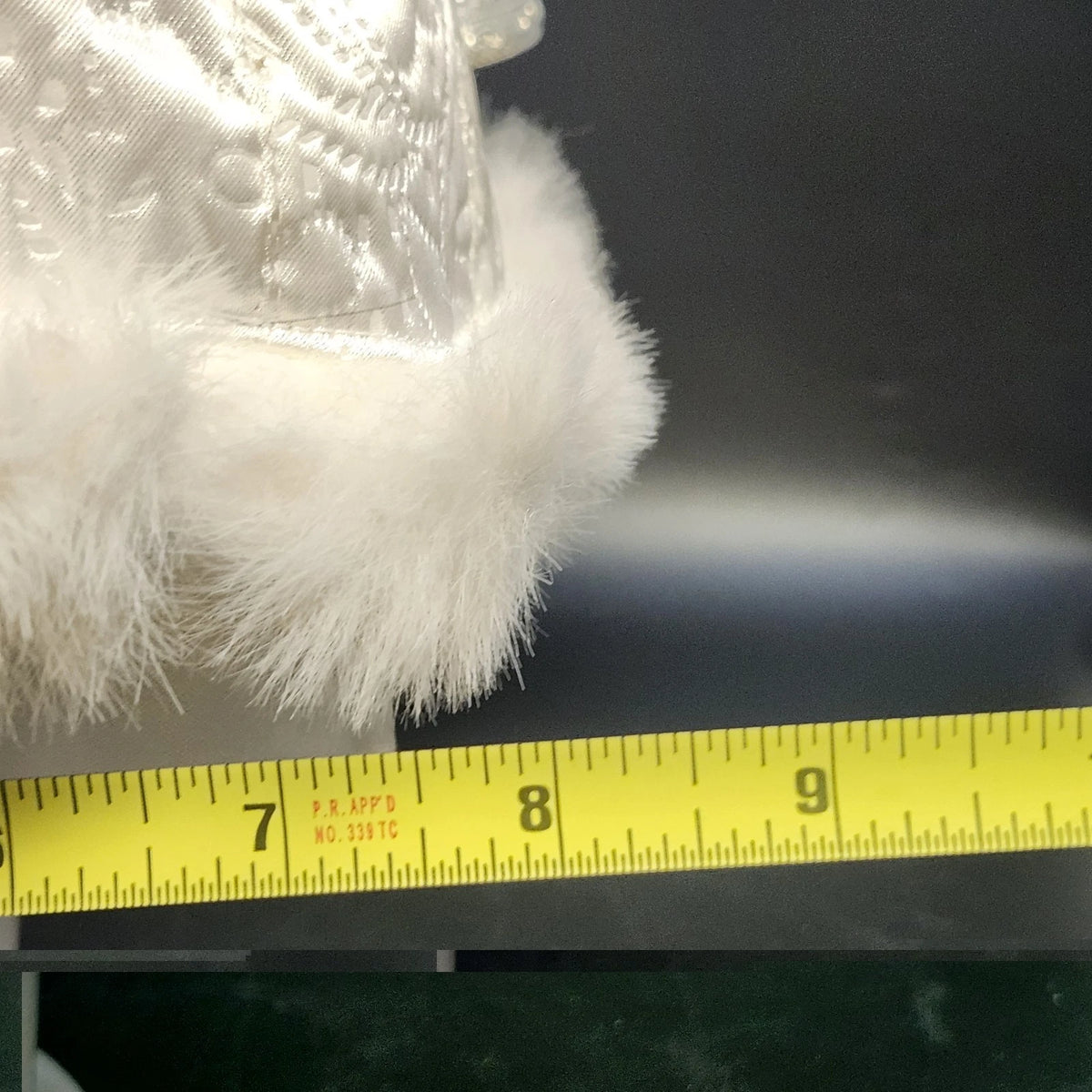 Porcelain Victorian Woman Ice Skater Doll White Faux Fur Gown Purse 21" Vintage