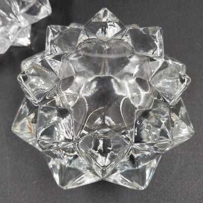 Avon Gem Glow Starburst 3" x 2" Votive Candle Holders Vintage Pair Set 1970's