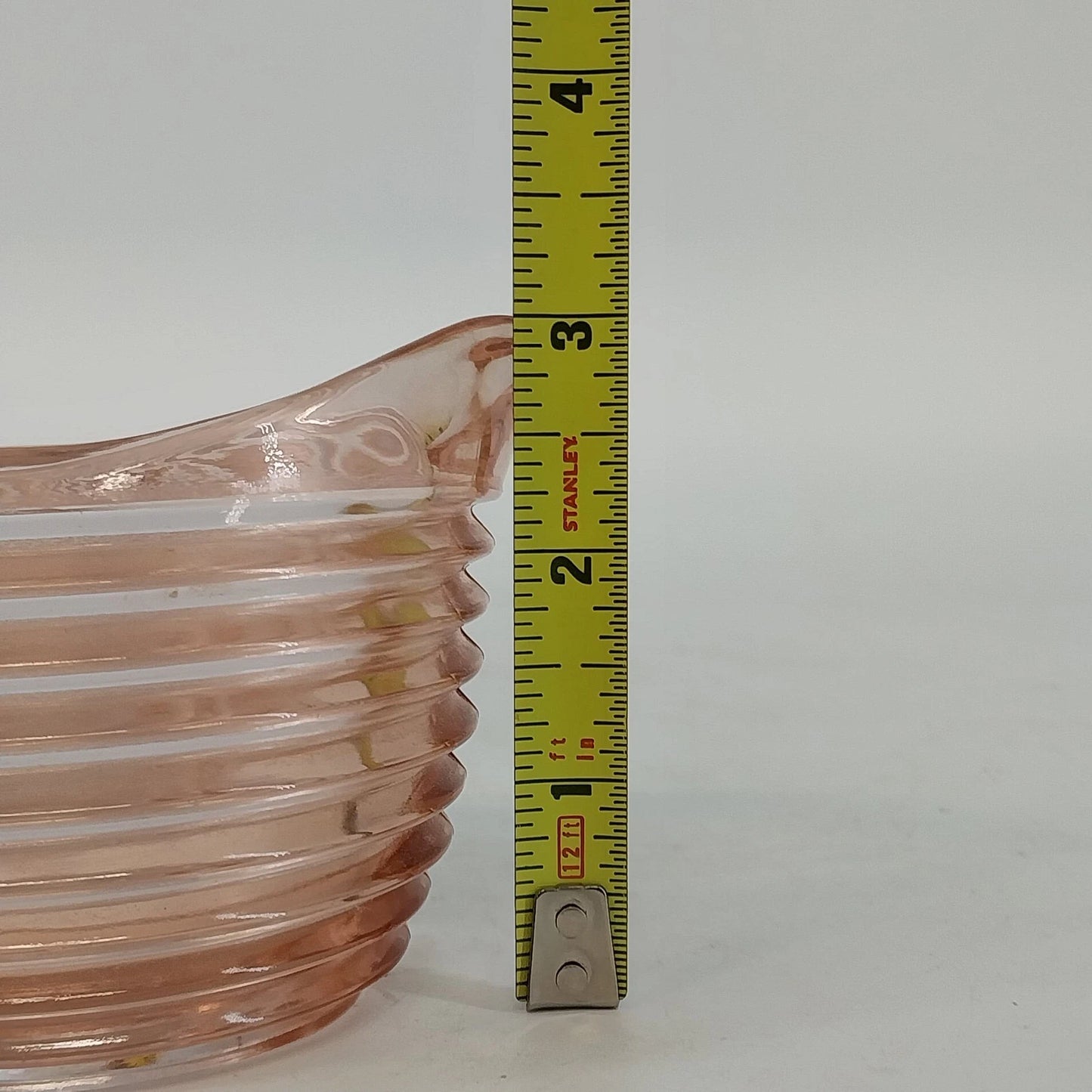 Anchor Hocking Depression Glass Creamer 5" Manhattan Pink Horizontal Ribbed Vtg