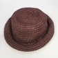 Women's Burgundy Woven Straw Cloche Sun Hat Rolled Brim Open Weave One Size Vtg