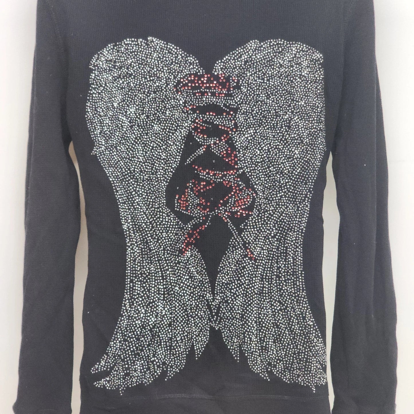 Sweet N' Kool Outfitters Hoodie Womens L Black Bedazzled Rhinestone Zip Up Goth