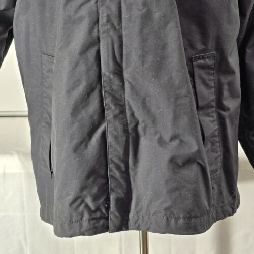 Eddie Bauer Rain Jacket Weather Edge Large Women Black Windbreaker Hood Pockets