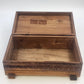 Jewelry Trinket Box 11" Carved Cedar Natural Wood Cottage Scene Footed Vintage