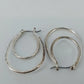 Silver Tone Double Oval Hoop Earrings Textured Inner Hoop Latch Back Jewelry