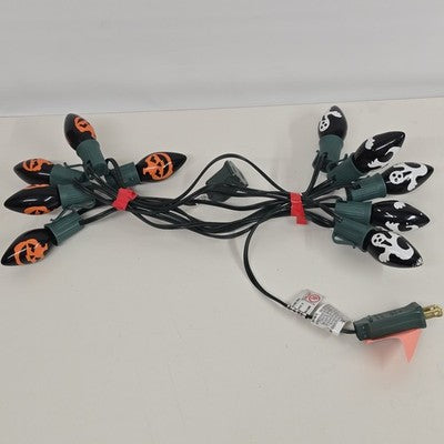 Halloween 10 Bulb Novelty Lights Ghosts and Pumpkins Vintage Tested & Working