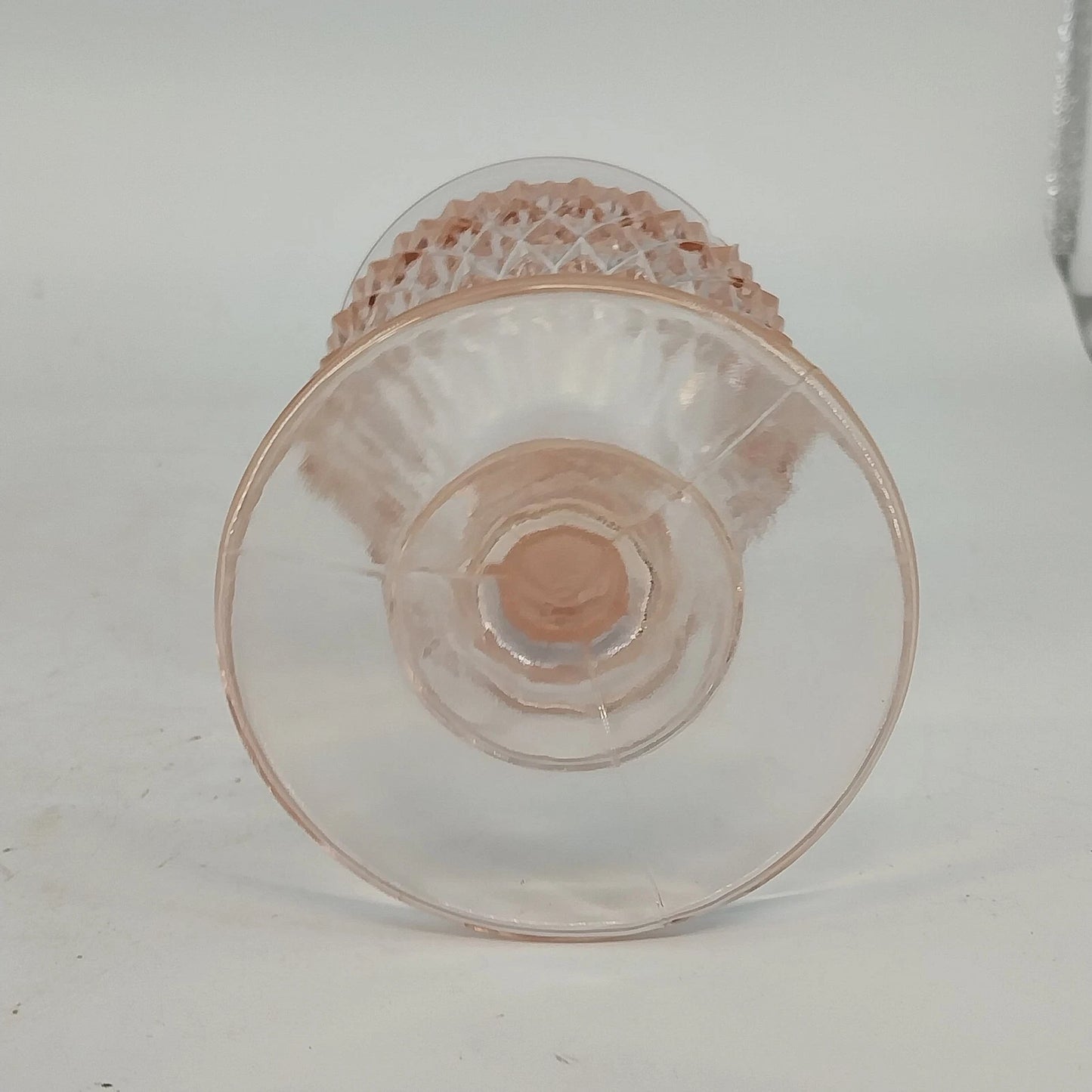 Indiana Glass Diamond Point Pink Depression Goblets Glassware Set of 4 Vtg Chip