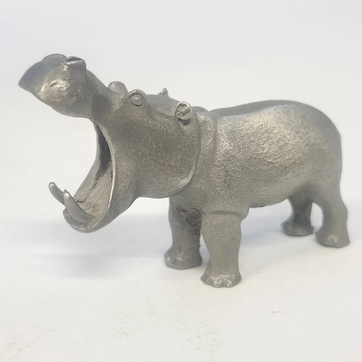 Rawcliffe Pewter Hippopotamus Figurine 2.5" Animal Collectible 1977 Vintage
