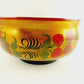 Strawberry Khokhloma Serving Bowl Wooden Gold Hand Painted Black Base Russian 8"