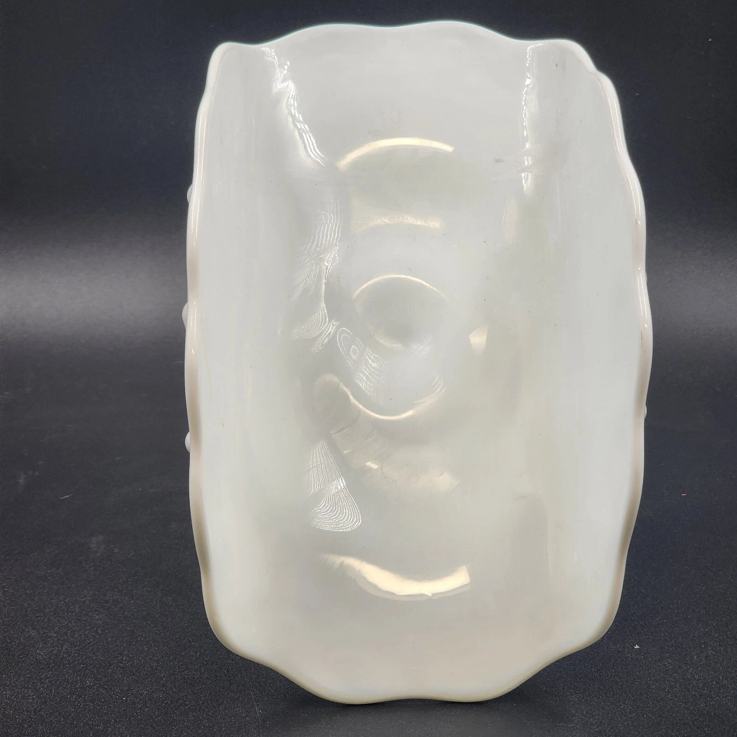 1970s Indiana Milk Glass Teardrop Footed Banana Fruit Bowl 11" Vintage MCM