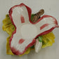 Ceramic Floral Tea Light Candle Holder Leaf Plate Red White Flower Chadwick Vtg