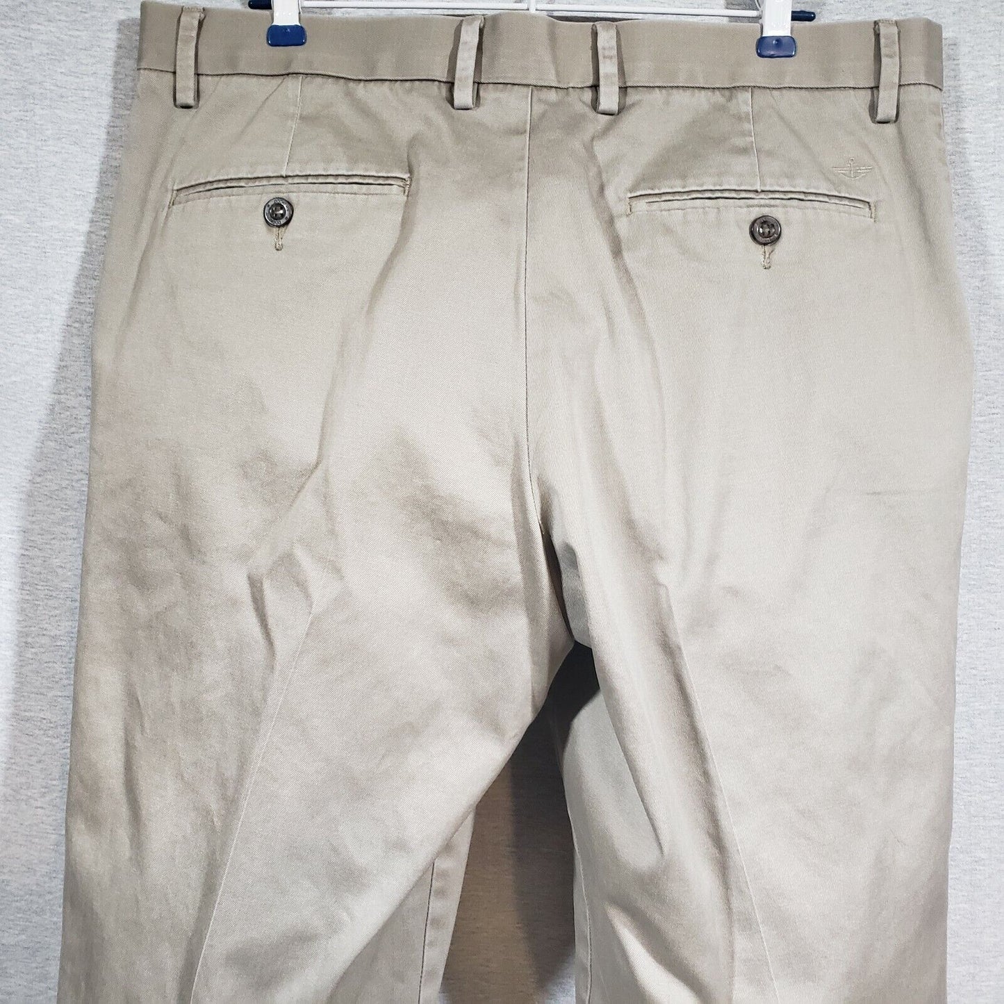 Dockers Straight Fit Flat Front Khaki Pants Tan No Cuff Cotton Men's Size 36x34