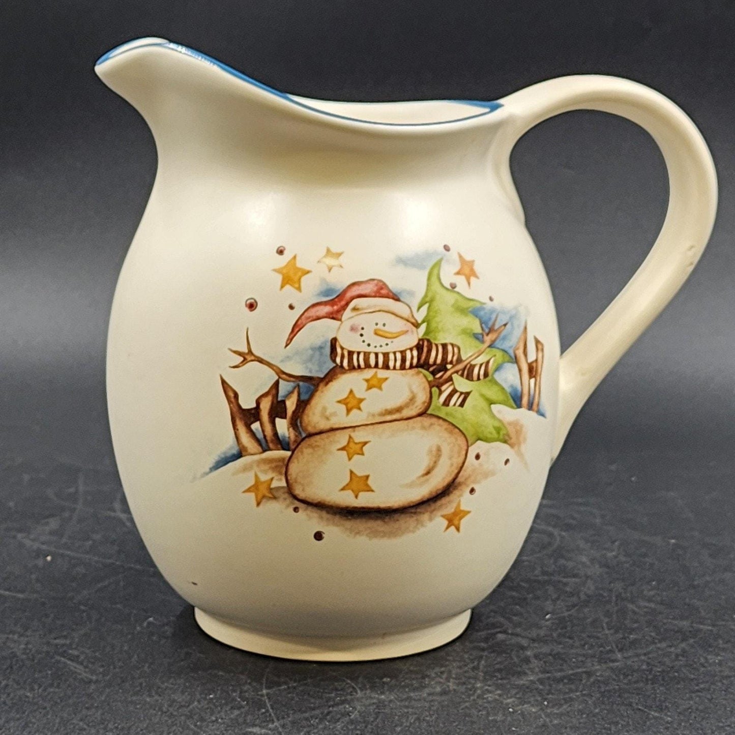 Boyd's Bears Starry Night Snowman Pitcher 72 oz Steward Earthwork 2002 Earthenware