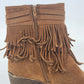Betani Chantal-1 Fringe Wedge Boots Tan Suede Boho Women’s 8.5 Ankle Booties