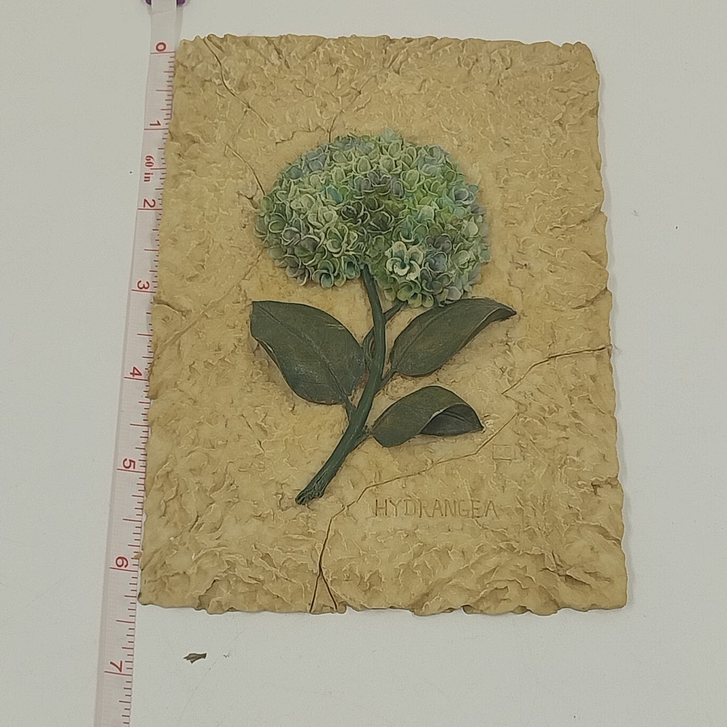 2 Floral Wall Art Hanging Plaques Decor Hydrangea and Magnolia Resin 3D 4x6" Vtg