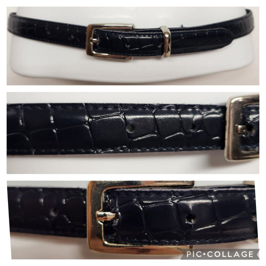 Black Belt With Snakeskin Pattern and Silver Buckle 34" Woman's Size 6 China