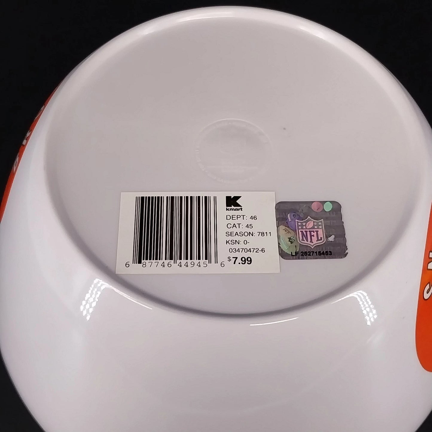 Cleveland Browns NFL Party Serving Bowl Dish K-Mart 9.5" China 2010 Football