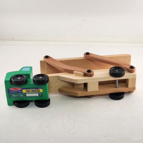 Melissa and Doug Wooden Toy Car Carrier Truck and Trailer Kids Classic No Cars