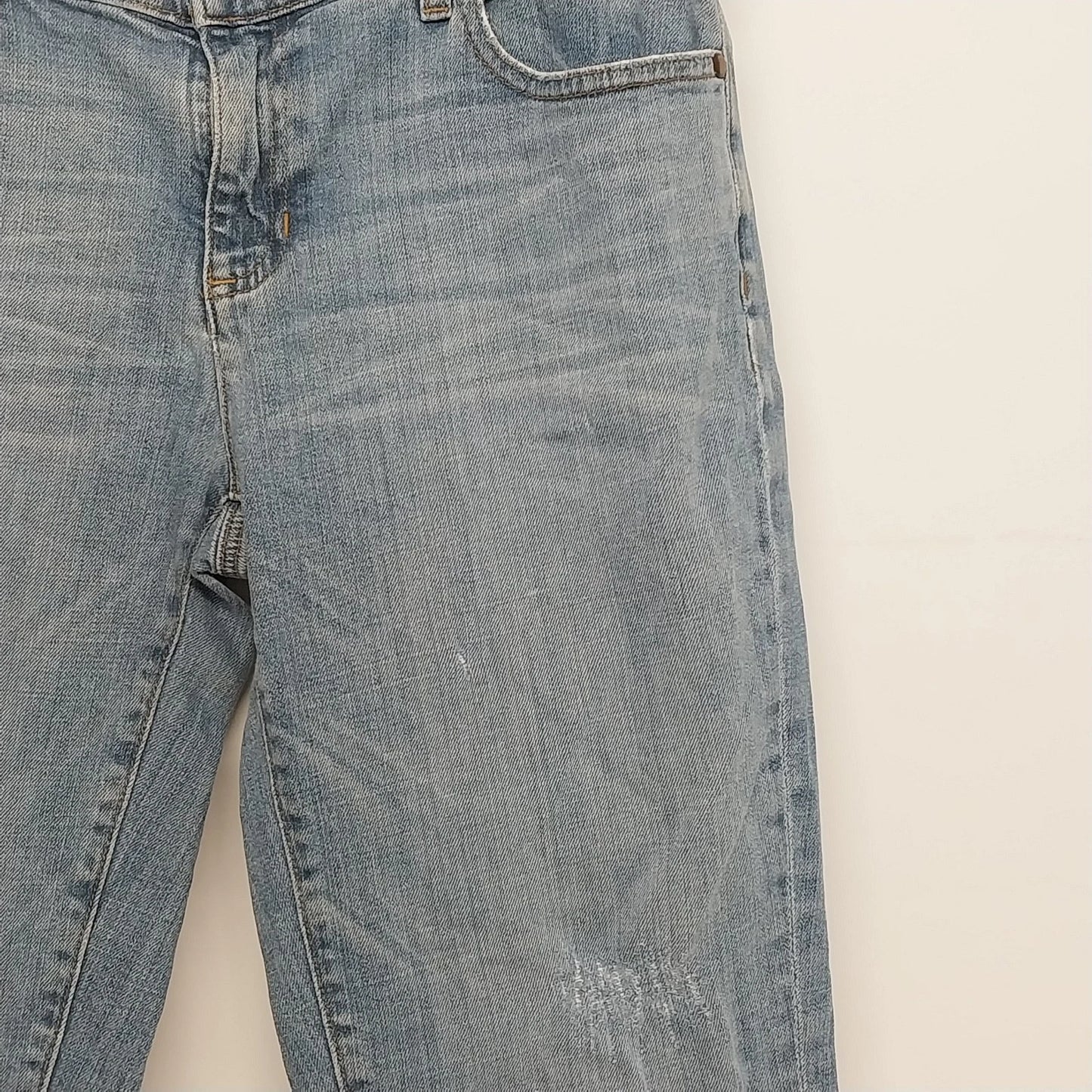 Eileen Fisher Women Light Wash Straight Leg Jeans Size 6 Distressed Cotton Denim