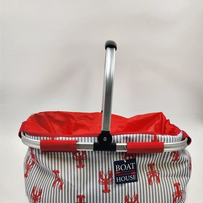 Boat House Insulated Picnic Basket Bag Collapsible Aluminum Handle Portable NOS