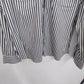 Tracy M Black White Striped Zip Front Blouse Women Large