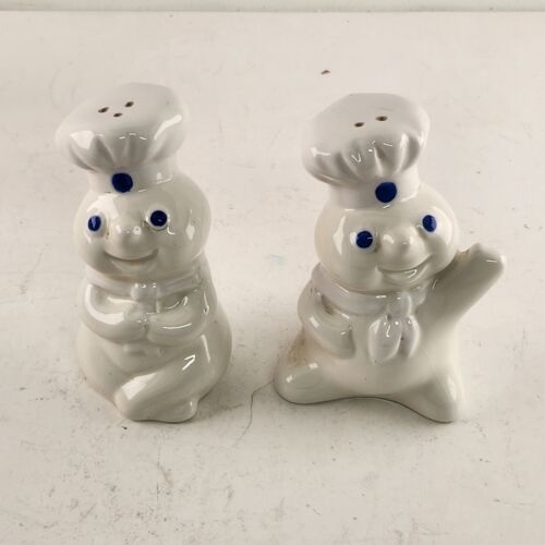 Pillsbury Doughboy 3 Pc Kitchen Set Spoon Rest Salt-Pepper Scouring Pad Holder