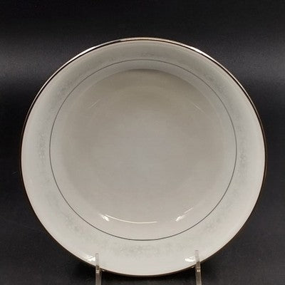 Noritake Cumberland Round Vegetable Bowl 9" White Flowers Platinum Vintage Japan