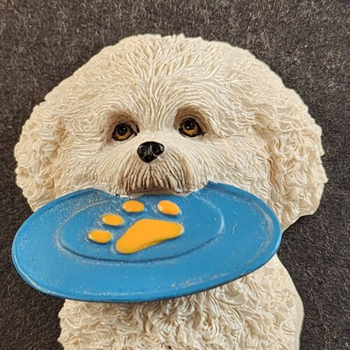 Bichon Frise Refrigerator Magnet Frisbee Catching Dog Figurine Willabee Ward MBI