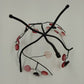 Black Metal Pink Leaf Flower Serving Bowl Stand Display Vintage 1990s 5.25"