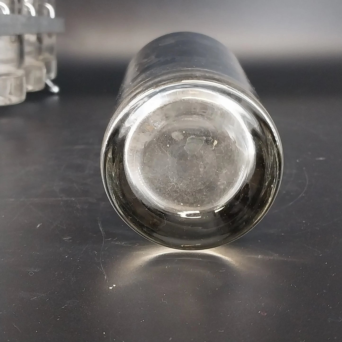 Kimiko Silver Knight Shield Highball Glasses 5.5" Set of 8 Metal Carrier MCM Vtg
