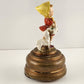 Porcelain Girl Music Box Figurine with Basket and Dog Vintage Music Raindrops