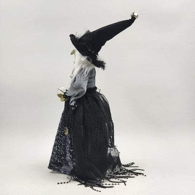 Spooky Witch Tree Topper Figurine Crystal Ball Halloween 17"x6" Table Top Decor