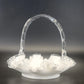 Fenton Silver Crest Milk Glass Basket Ruffled Edge Handle 8" Candy Dish