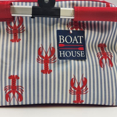 Boat House Insulated Picnic Basket Bag Collapsible Aluminum Handle Portable NOS