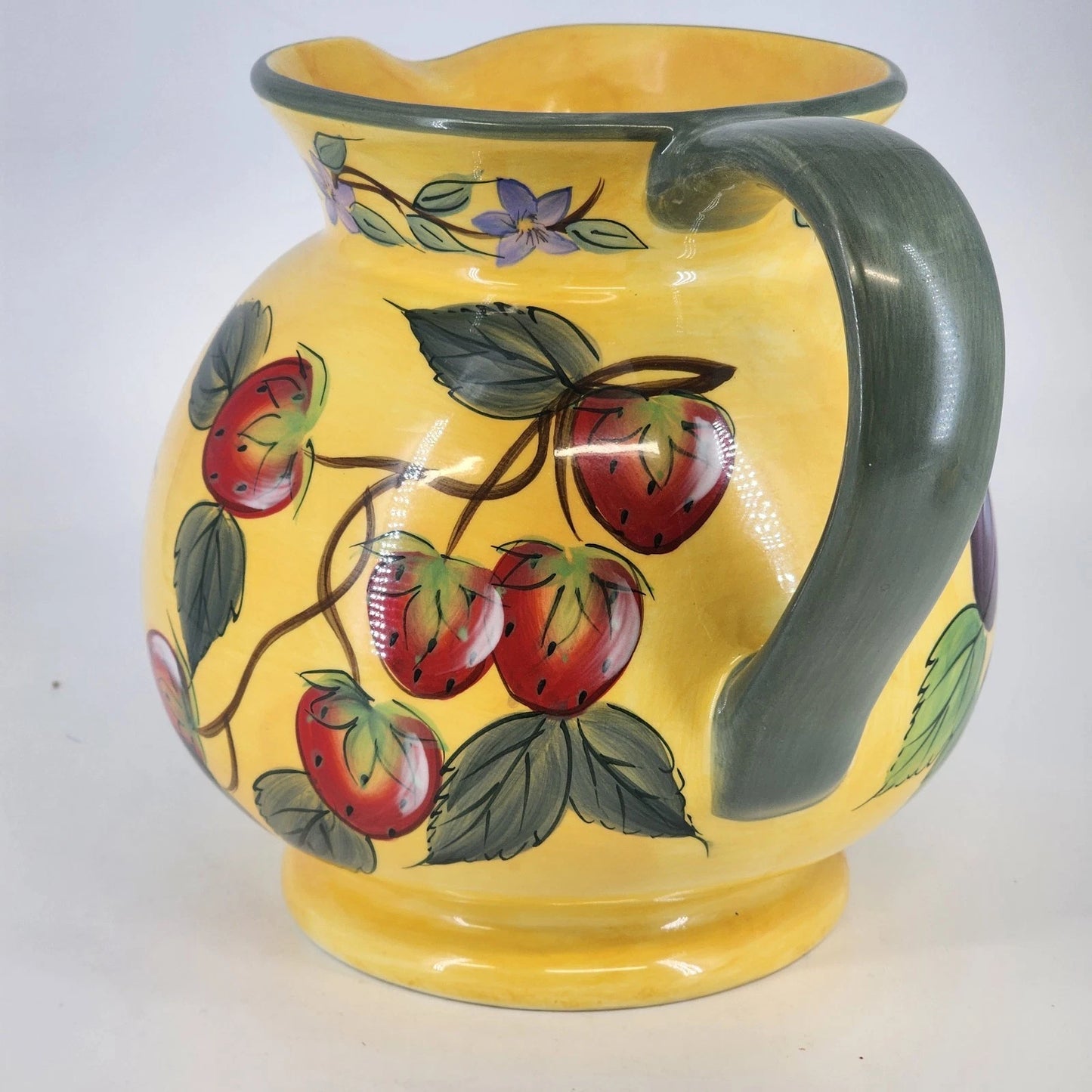 Claire Murray Bella Vita Ceramic Pitcher Hand Painted Floral Italy Style