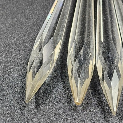 4 Rock Icicle Spear Crystal Faceted Glass Chandelier Prisms 2.9" Wire Connector